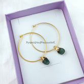 Raw Emerald Earrings, May Birthstone Earrings, Electroplated Jewelry Trends, Green Stone Earrings Dangle